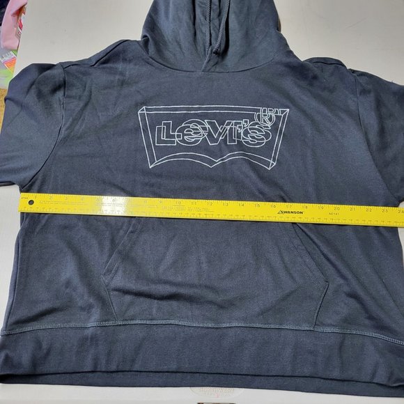 NWT Levi's Women's Graphic Standard Hoodie - Batwing 3D Shine Caviar - 1X - Picture 12 of 15